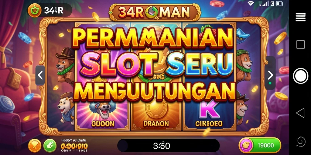Tampilan menegangkan dari permainan Slot 34R saat gulungan berputar.