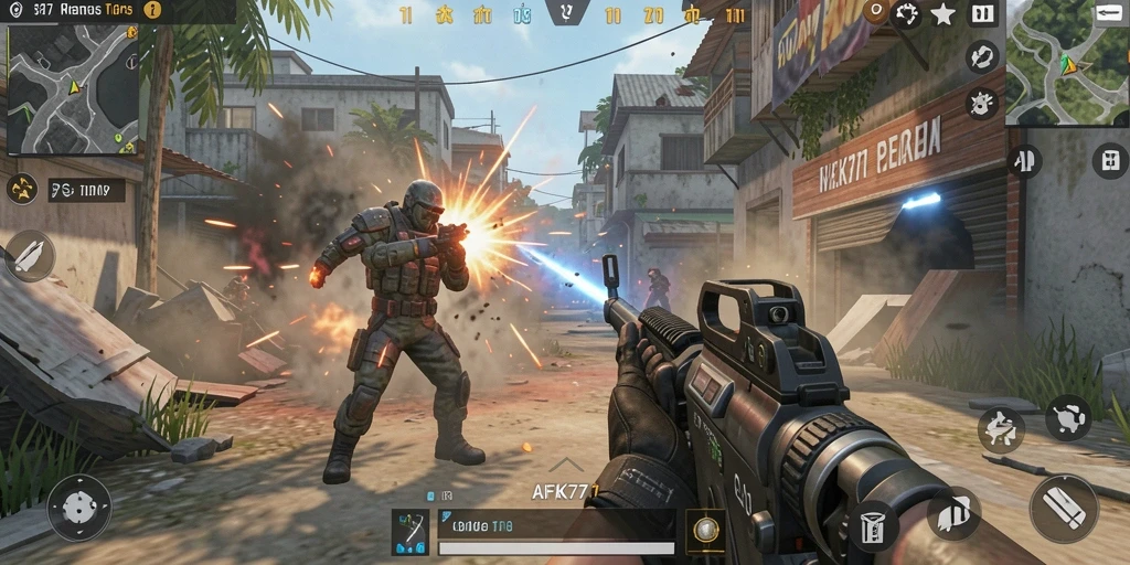 Gameplay AFK77 yang intens dan seru saat bertempur.