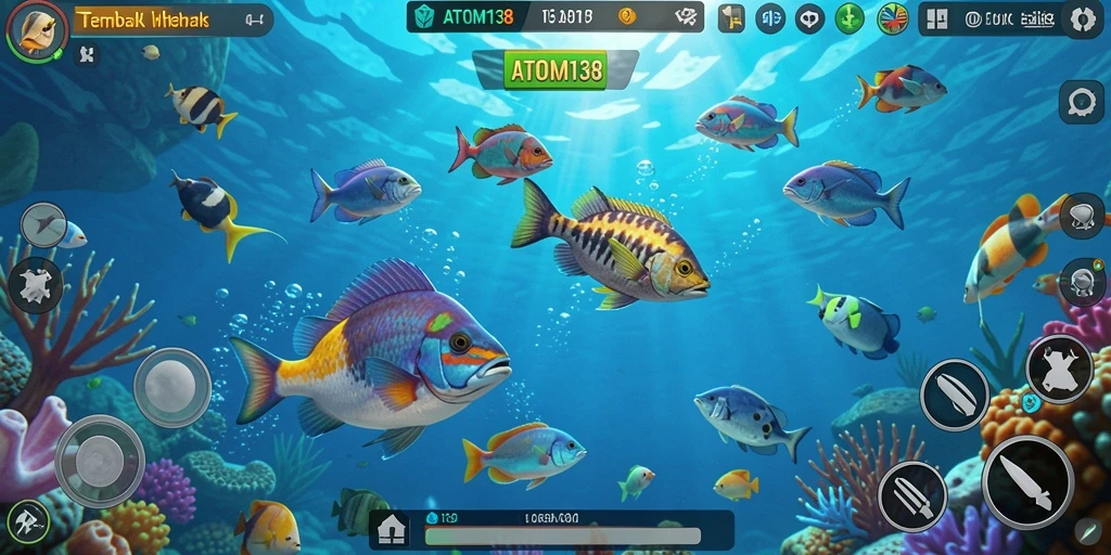 Gameplay seru ATOM138 dengan aksi tembak ikan yang menarik.