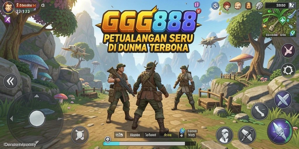 Tampilan gameplay <strong>GGG888</strong> di dunia terbuka yang luas dan indah.