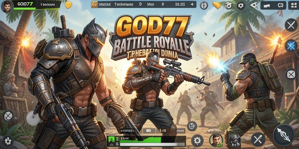 Tampilan gameplay seru di dunia Battle Royale GOD77.