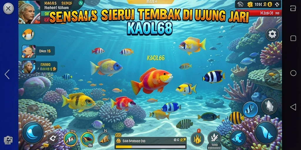 Menampilkan gameplay seru Tembak Ikan di KAOL68.