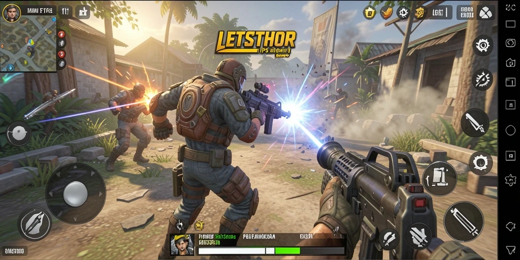 Tampilan gameplay seru dalam LETSTHOR dengan aksi TPS intens.
