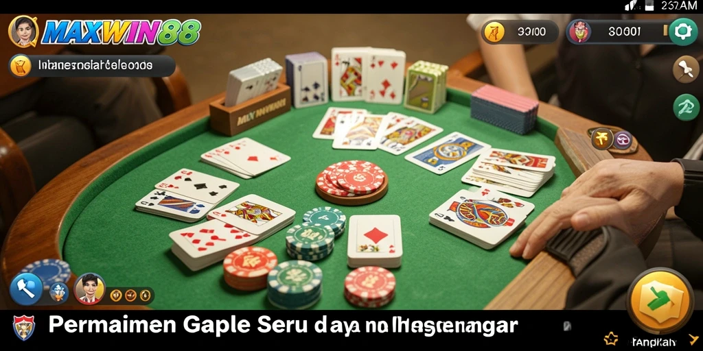 Screenshot gameplay seru dari MAXWIN88 menunjukkan keseruan bermain Gaple.
