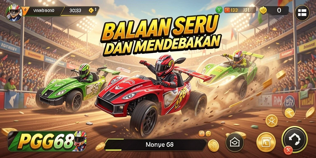 Tangkapan layar PGG68 menampilkan aksi balapan yang mendebarkan.