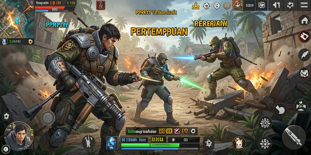 Screenshot gameplay PPRRYY menampilkan aksi strategi intens.