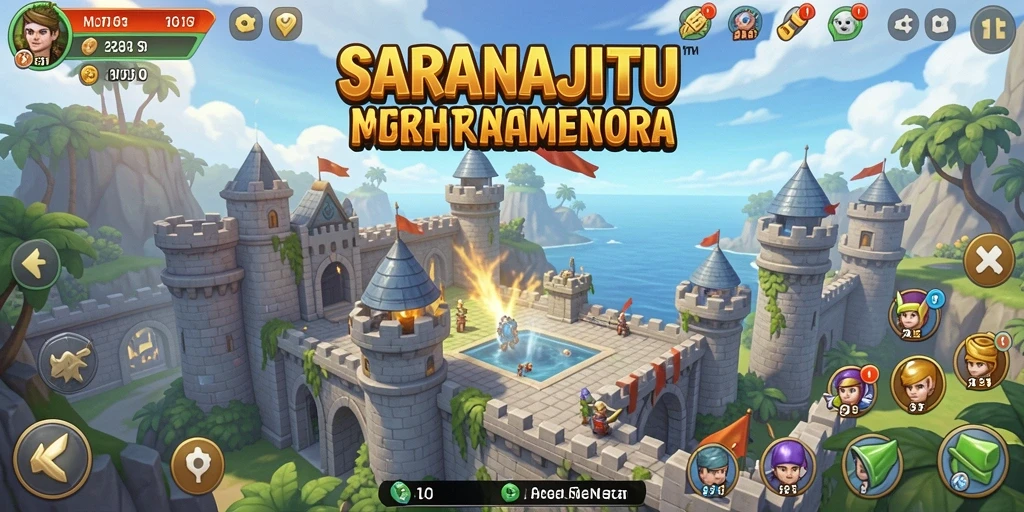 Screenshot gameplay SARANAJITU menampilkan strategi Tower Defense yang mendebarkan.