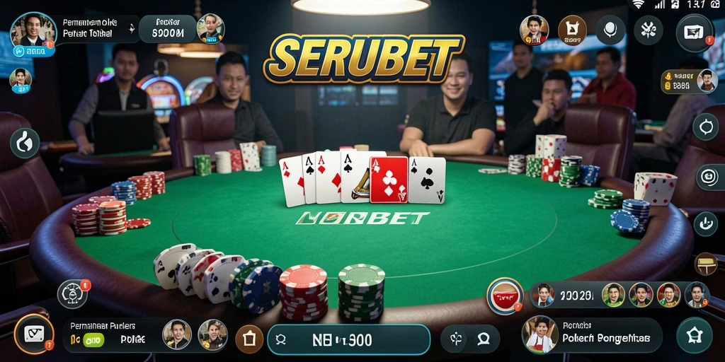 Tampilan menarik gameplay poker di SERUBET.
