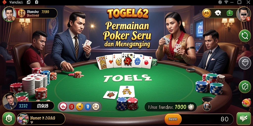 Tampilan gameplay Poker yang memukau di TOGEL62.